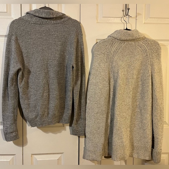 Banana Republic Men’s Chunky Knit Cardigans Grey & Cream Size M Bundle of Two - Picture 2 of 13
